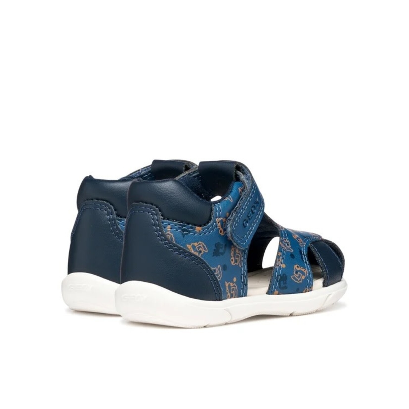 Geox GEOX - Closed Toe Leather Sandals 'B Zapito C - GBK +PR.GBK - Avio/Navy' - Train print