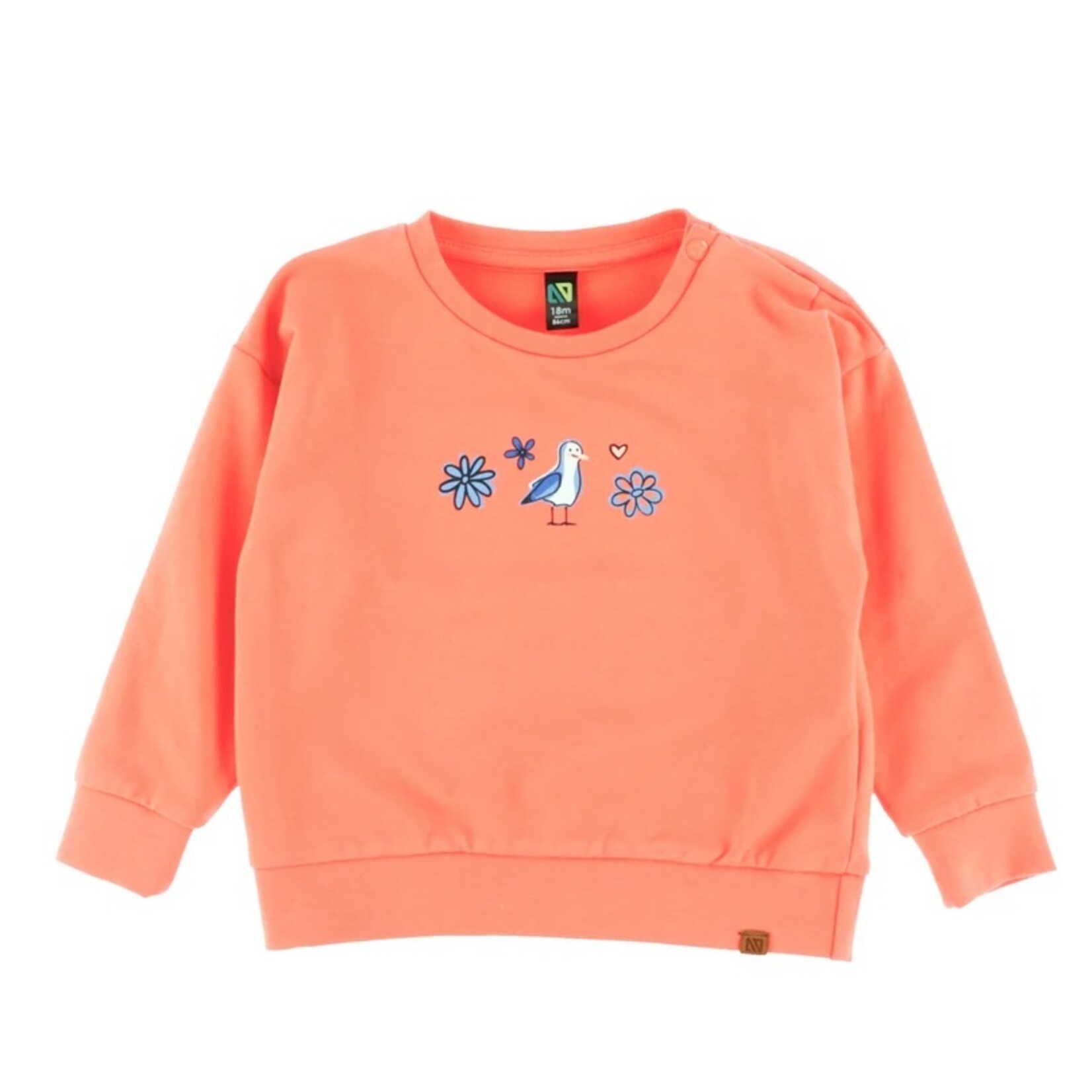 Nanö NANÖ - 2-piece set: Coral sweater with seagull embroidery and floral leggings & co 'Ahoy sailor!'