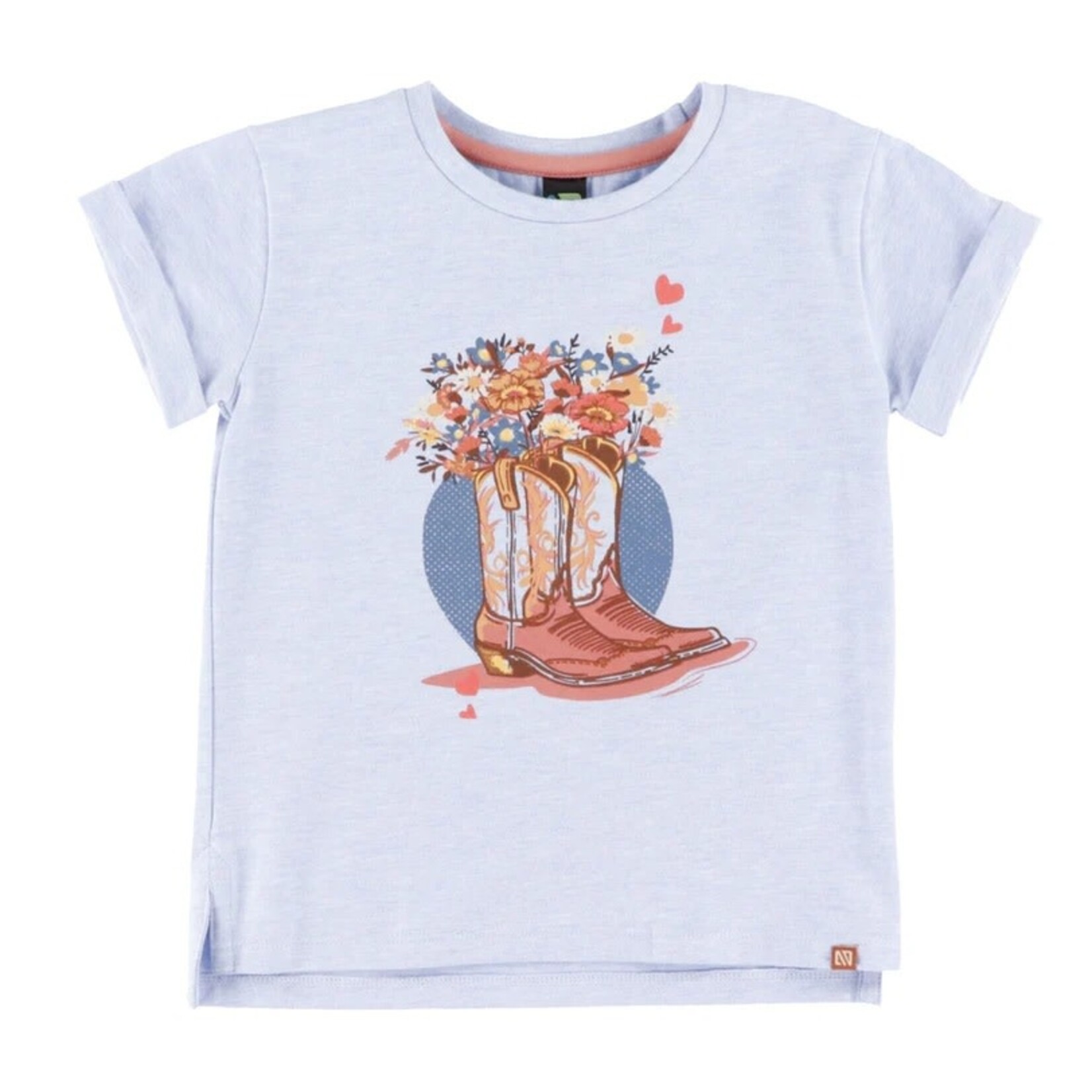 Nanö NANÖ - Blue T-shirt with cowboy boot print 'The Cowgirls' Club'