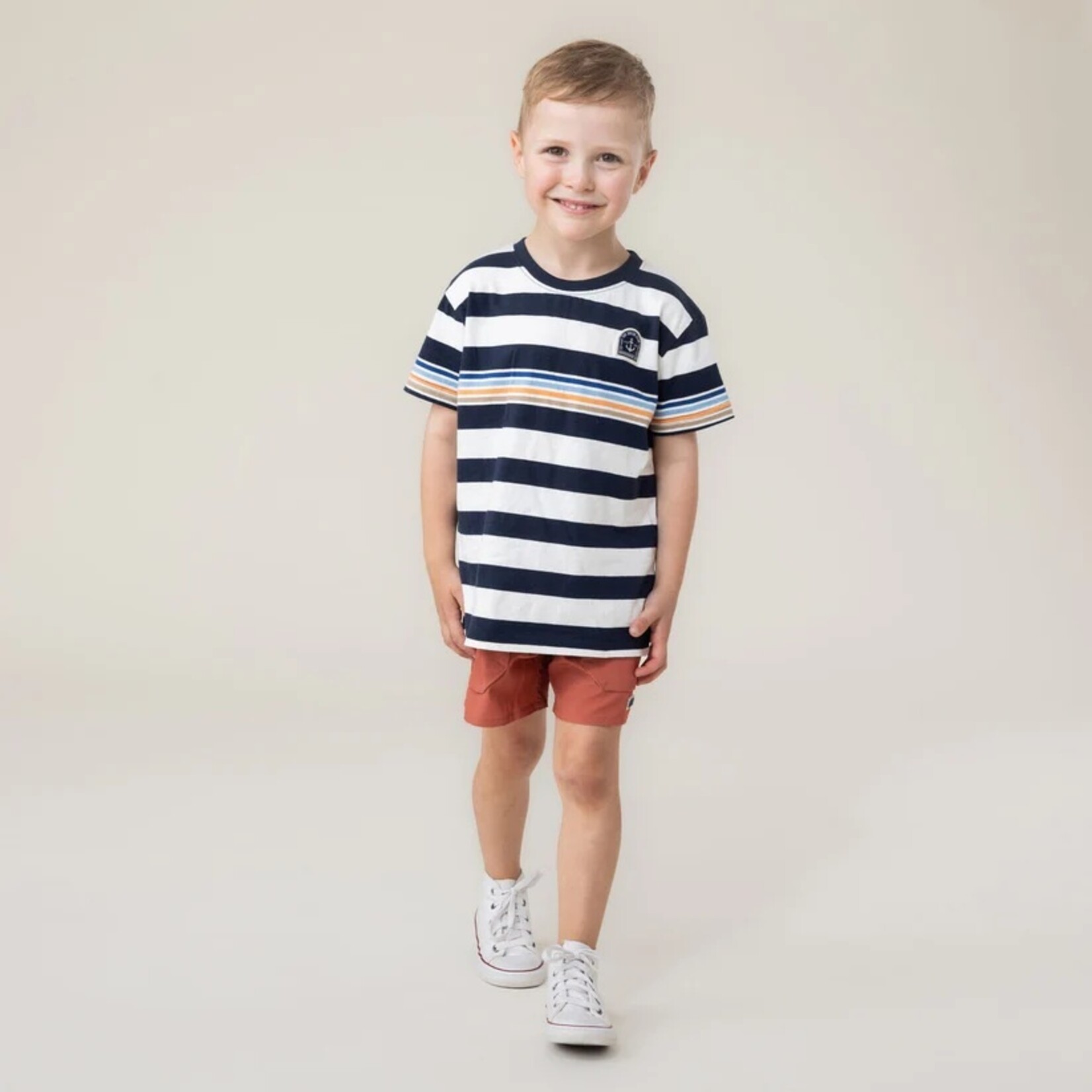 Nanö NANÖ - T-shirt ivoire avec un motif ligné 'Brise Côtière'