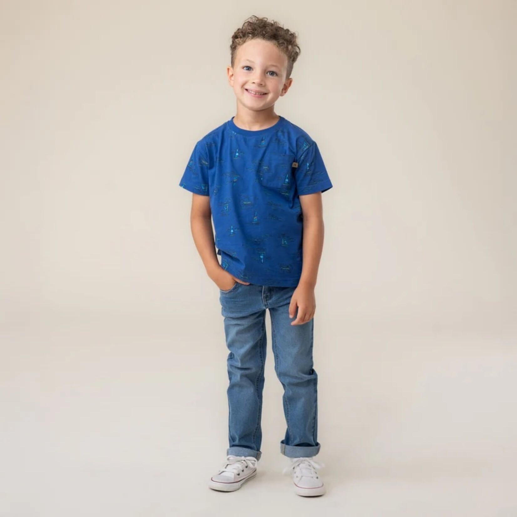 Nanö NANÖ - T-shirt bleu royal imprimé de voiliers 'Brise Côtière'