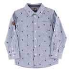 Nanö NANÖ - Long-sleeved blue shirt with white stripes and a 'Coastal Breeze' sailboat pattern