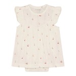Fixoni FIXONI - Cream-colored dress with integrated bodysuit and cherry print