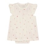 Fixoni FIXONI - Robe avec cache-couche intégré crème en pointelle avec motif de cerises