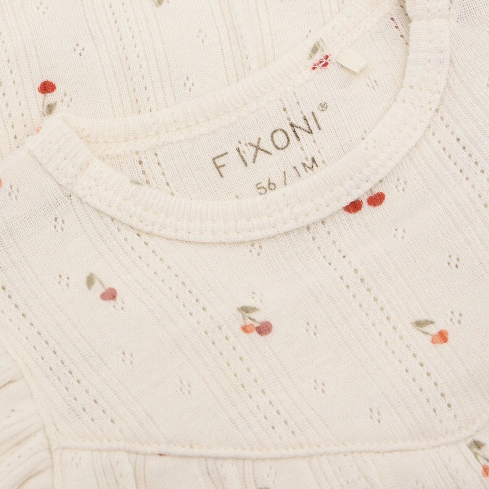 Fixoni FIXONI - Cream-colored dress with integrated bodysuit and cherry print