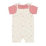 Fixoni FIXONI - Ensemble avec cache-couche rose et salopette en pointelle avec motif de cerises