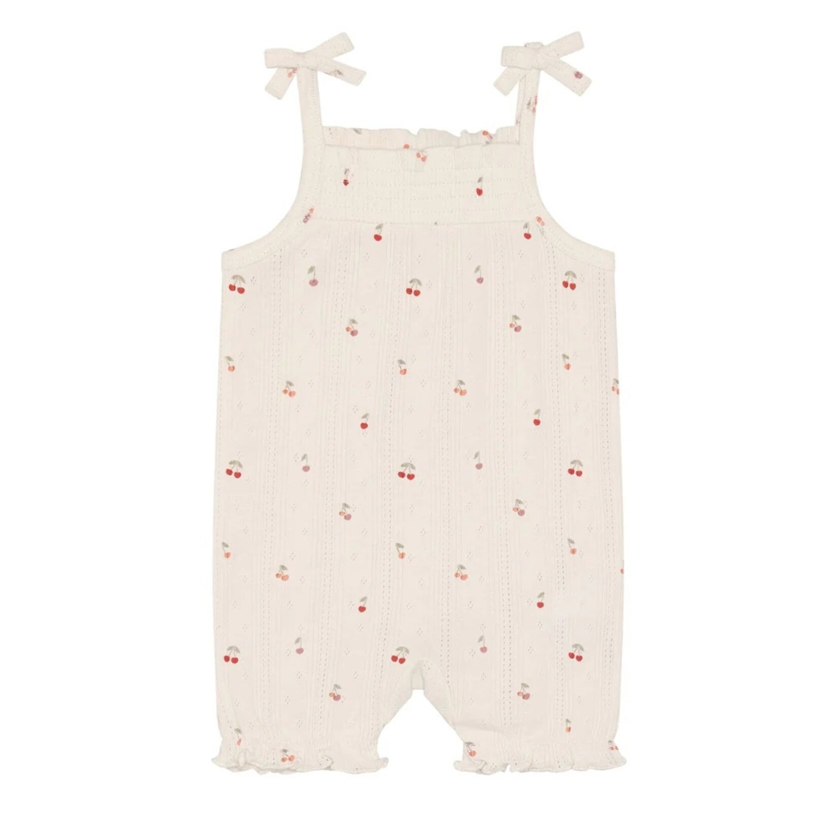 Fixoni FIXONI - Ensemble avec cache-couche rose et salopette en pointelle avec motif de cerises