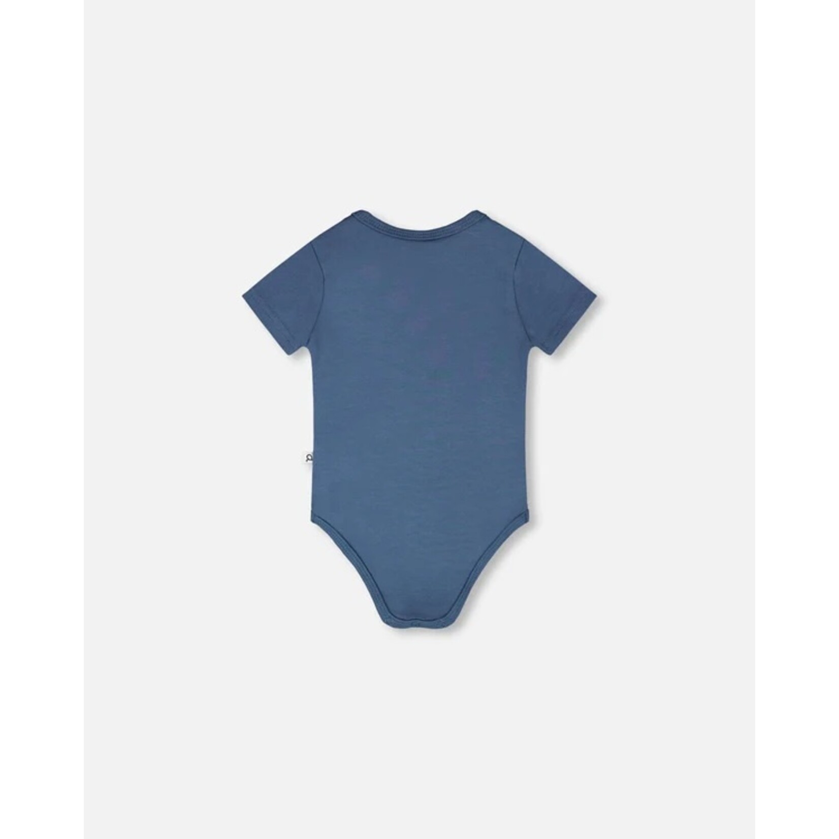 Deux par Deux DEUX PAR DEUX- Evolutionary blue organic cotton bodysuit  with turtle print 'À pas de tortue'