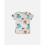 Deux par Deux DEUX PAR DEUX- T-shirt jersey gris chiné avec imprimé chaussures ' B.O.Y.S.'