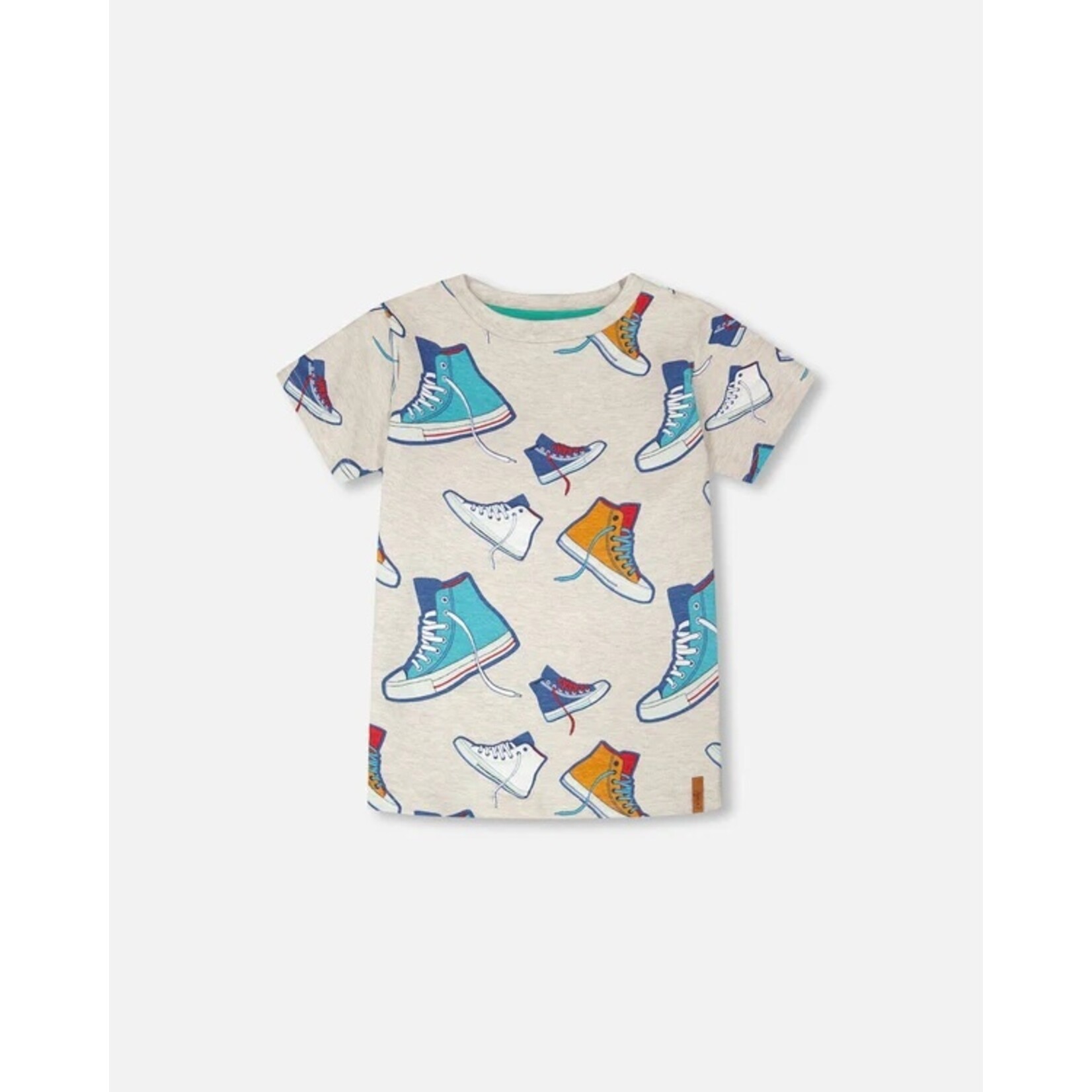 Deux par Deux DEUX PAR DEUX- T-shirt jersey gris chiné avec imprimé chaussures ' B.O.Y.S.'