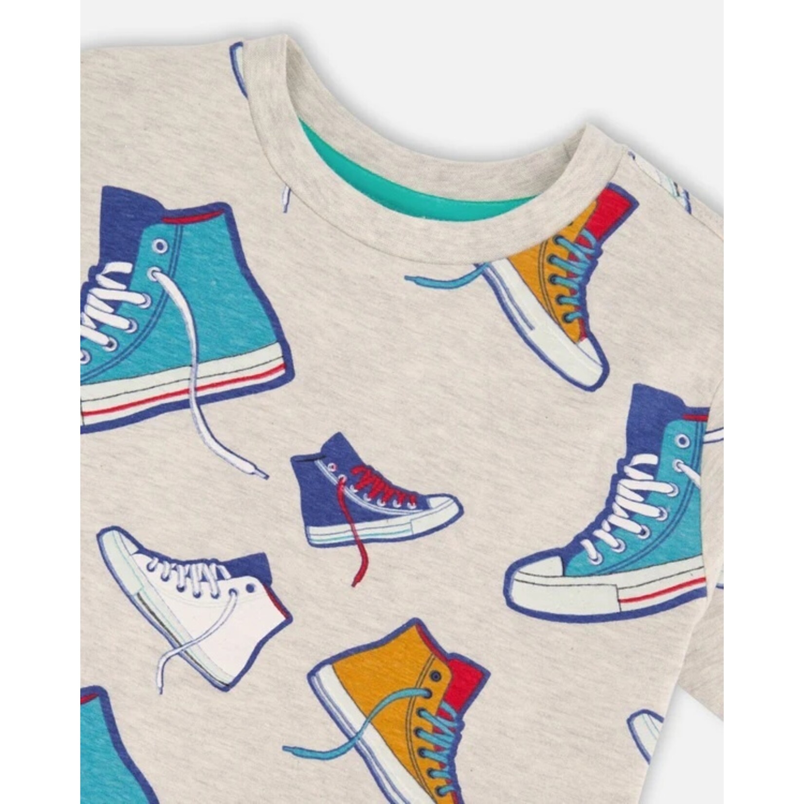 Deux par Deux DEUX PAR DEUX- T-shirt jersey gris chiné avec imprimé chaussures ' B.O.Y.S.'