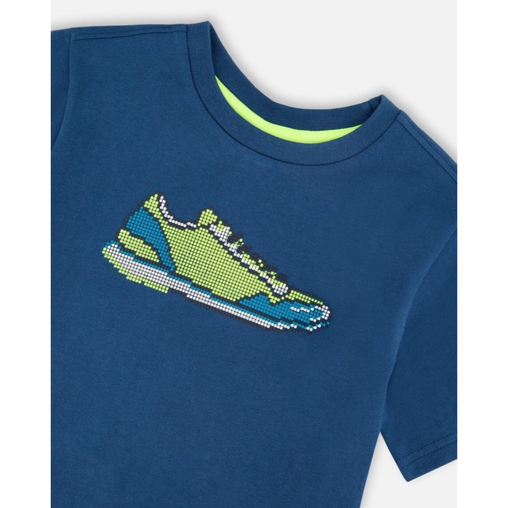 Deux par Deux DEUX PAR DEUX- T-shirt jersey bleu foncé avec un imprimé de soulier 'B.O.Y.S.'