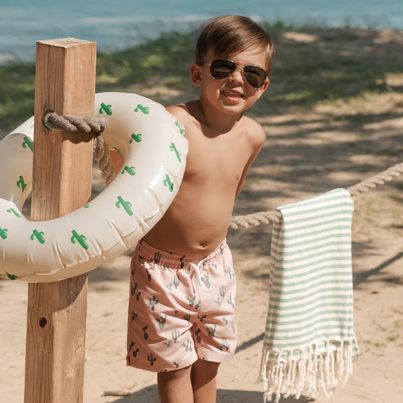 Petit Lem PETIT LEM - Short de maillot  corail à imprimé cactus