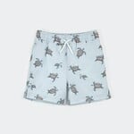 Petit Lem PETIT LEM - Pale blue swim shorts with sea turtle print