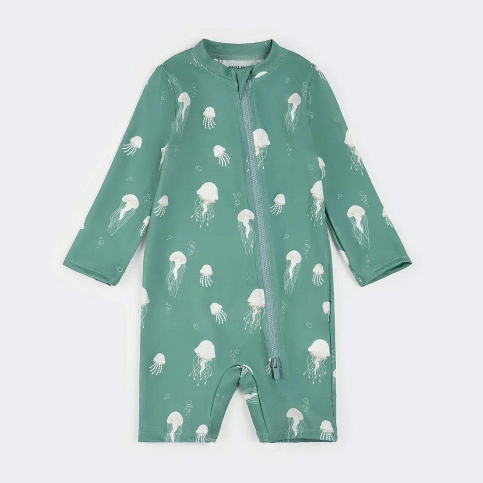 Petit Lem  PETIT LEM - Turquoise long-sleeved swimsuit with jellyfish print