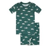 Petit Lem PETIT LEM - Ensemble pyjama court sarcelle avec imprimé de requins