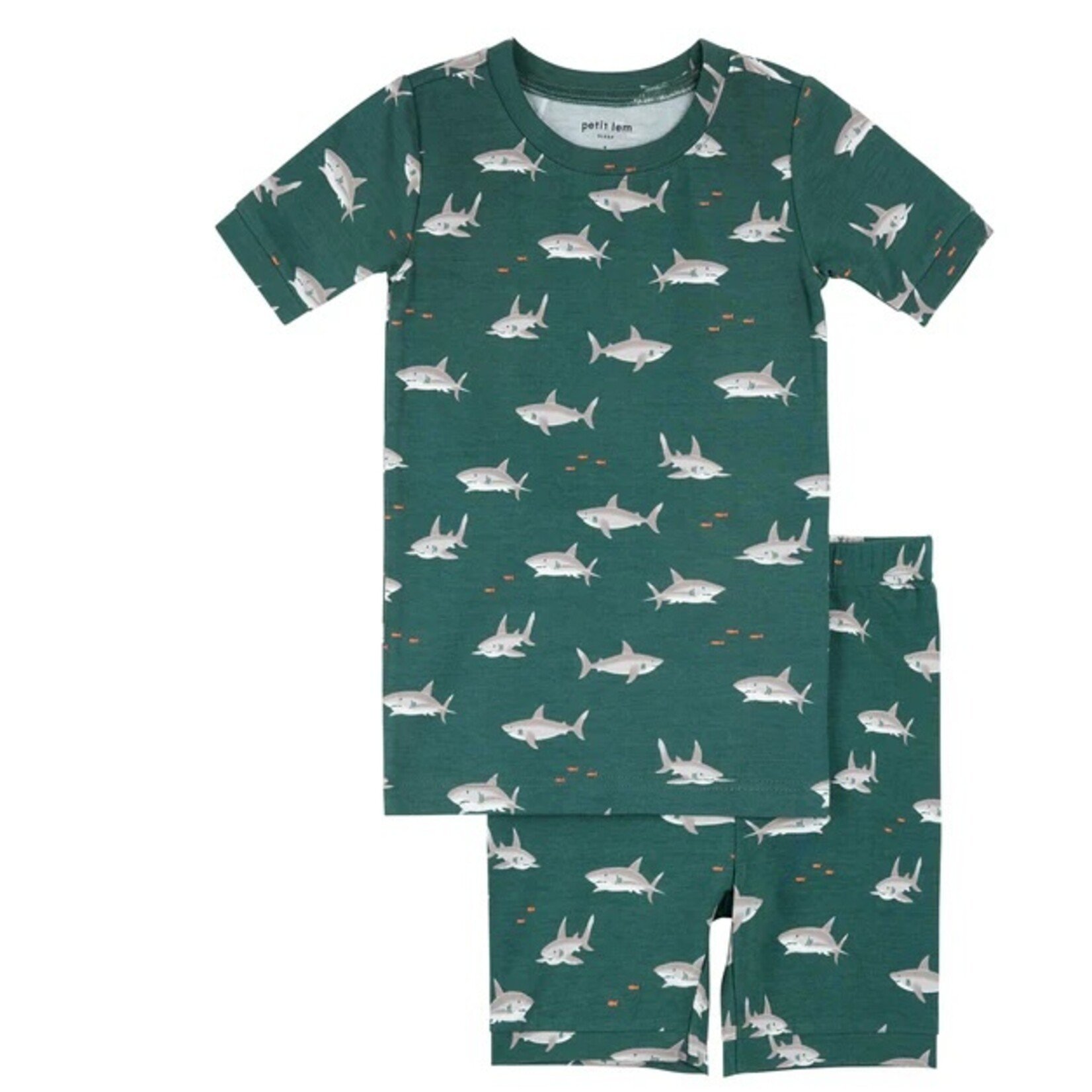 Petit Lem PETIT LEM - Teal short pyjama set with shark print