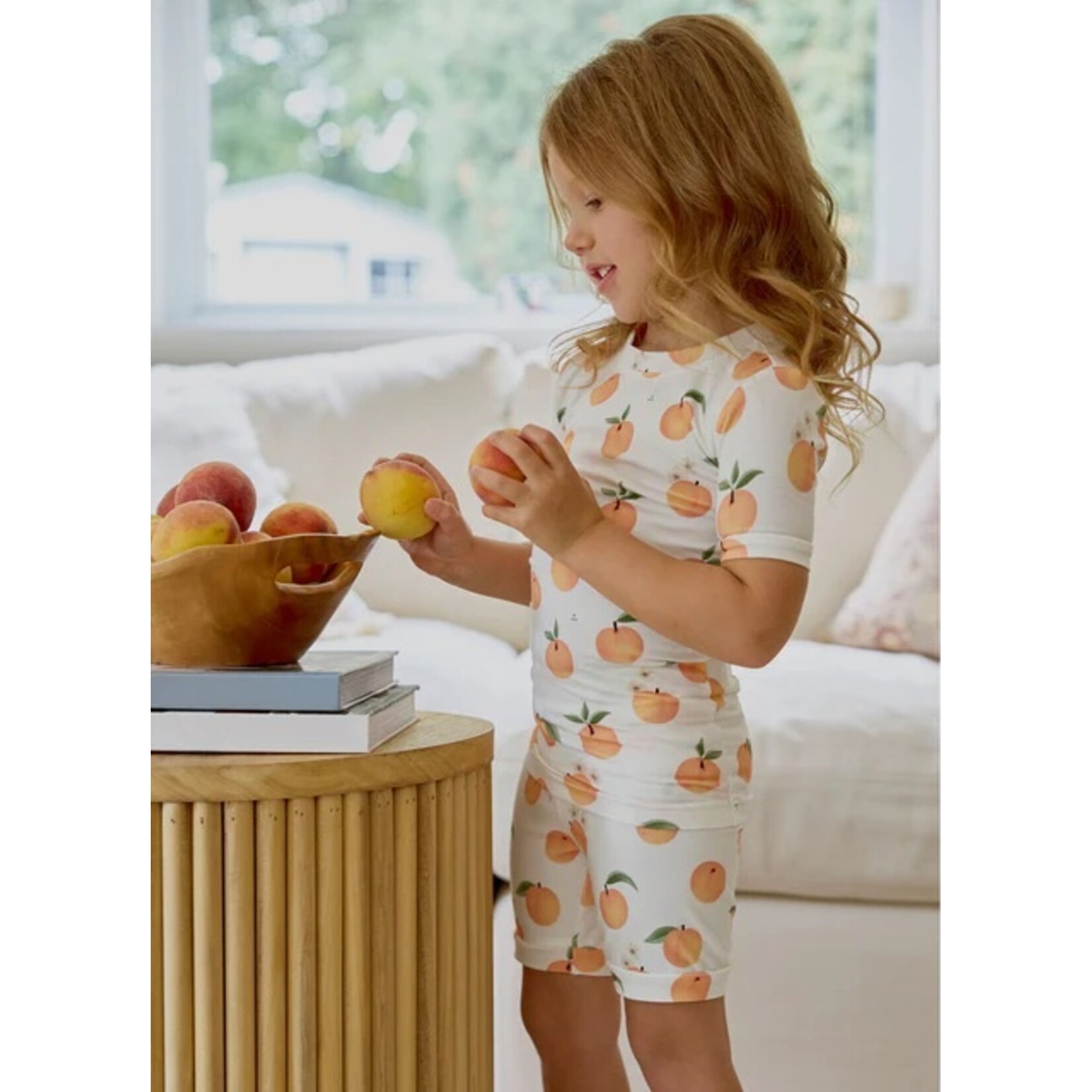 Petit Lem PETIT LEM - White short pyjama set with peach print