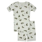 Petit Lem PETIT LEM - Ensemble pyjama court vert avec imprimé de crocodiles