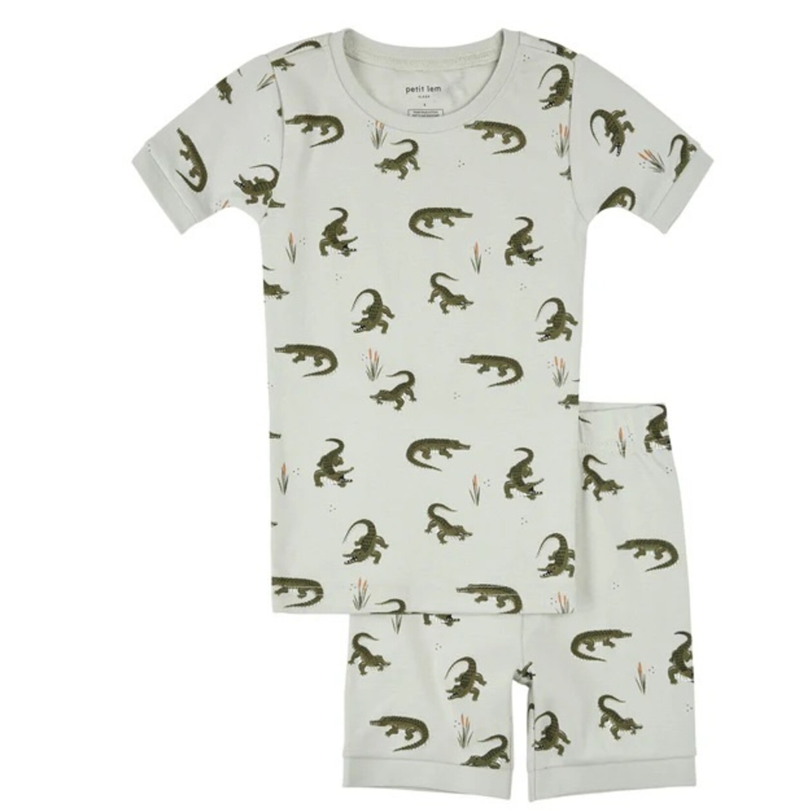 Petit Lem PETIT LEM - Green short pyjama set with crocodile print