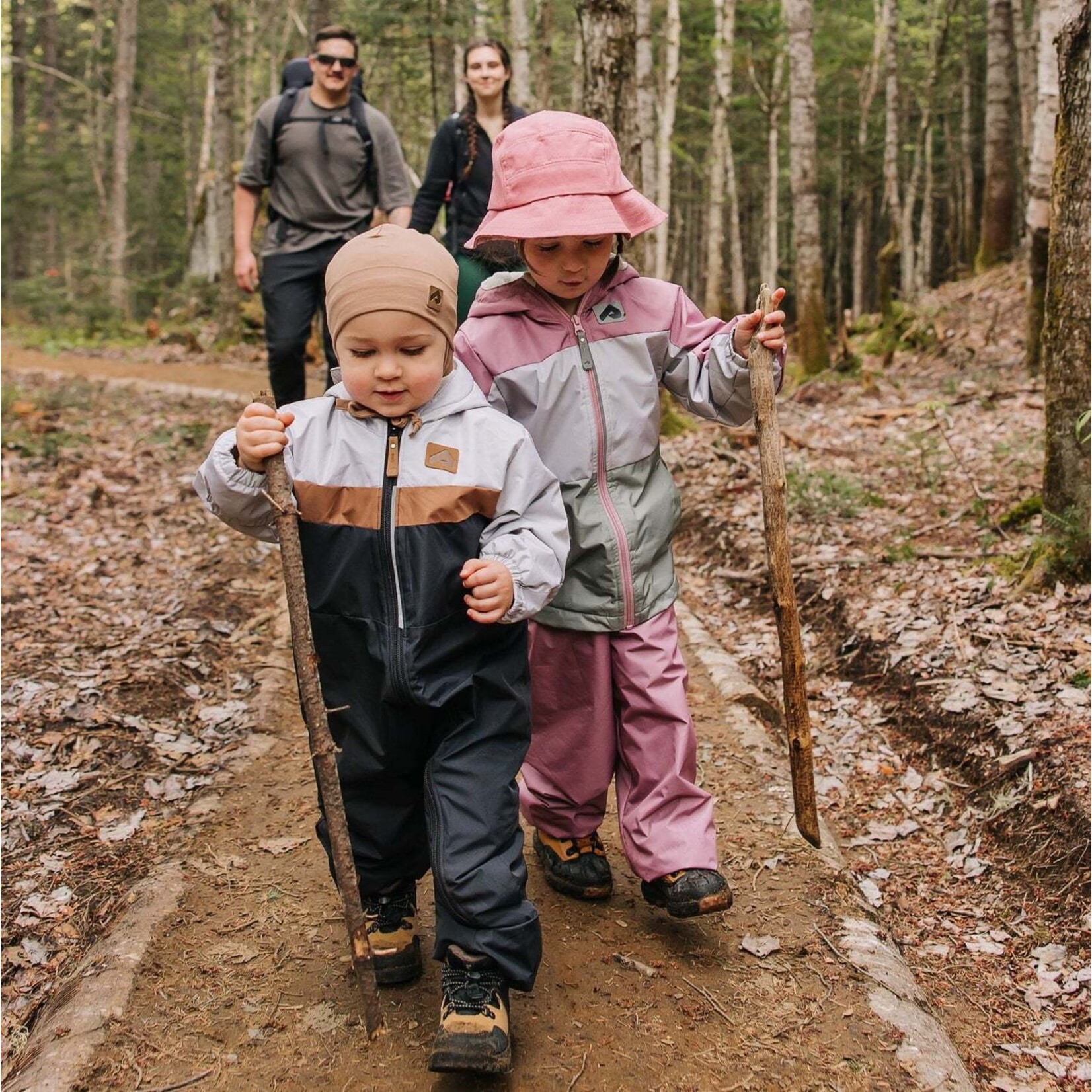 Perlimpinpin PERLIMPINPIN - Mid-season baby outdoor one-piece set - Sand, toffee & black