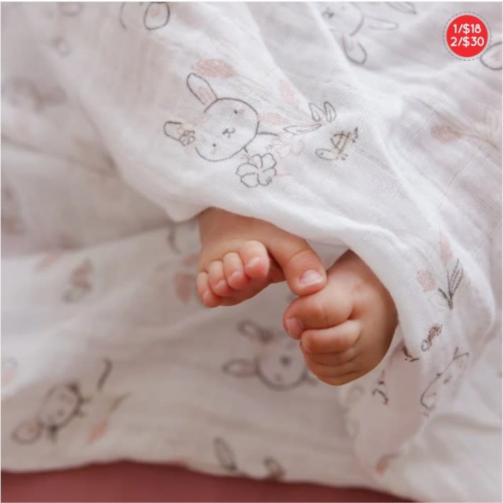 Perlimpinpin PERLIMPINPIN - 'Rabbits' Cotton Muslin Blanket