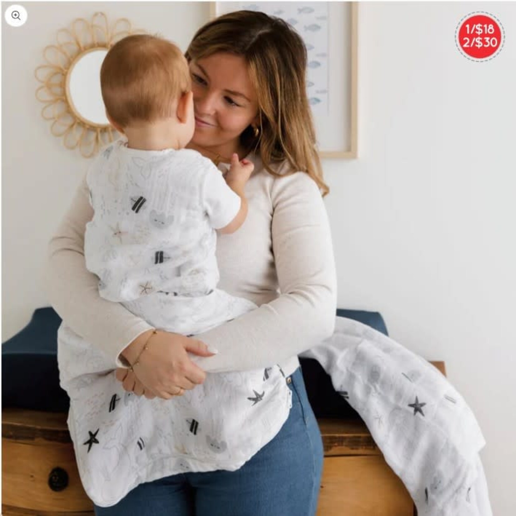 Perlimpinpin PERLIMPINPIN - 'Sea' Cotton Muslin Blanket