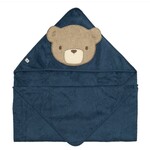 Perlimpinpin PERLIMPINPIN - Serviette de bain à capuchon bleu 'Ours'