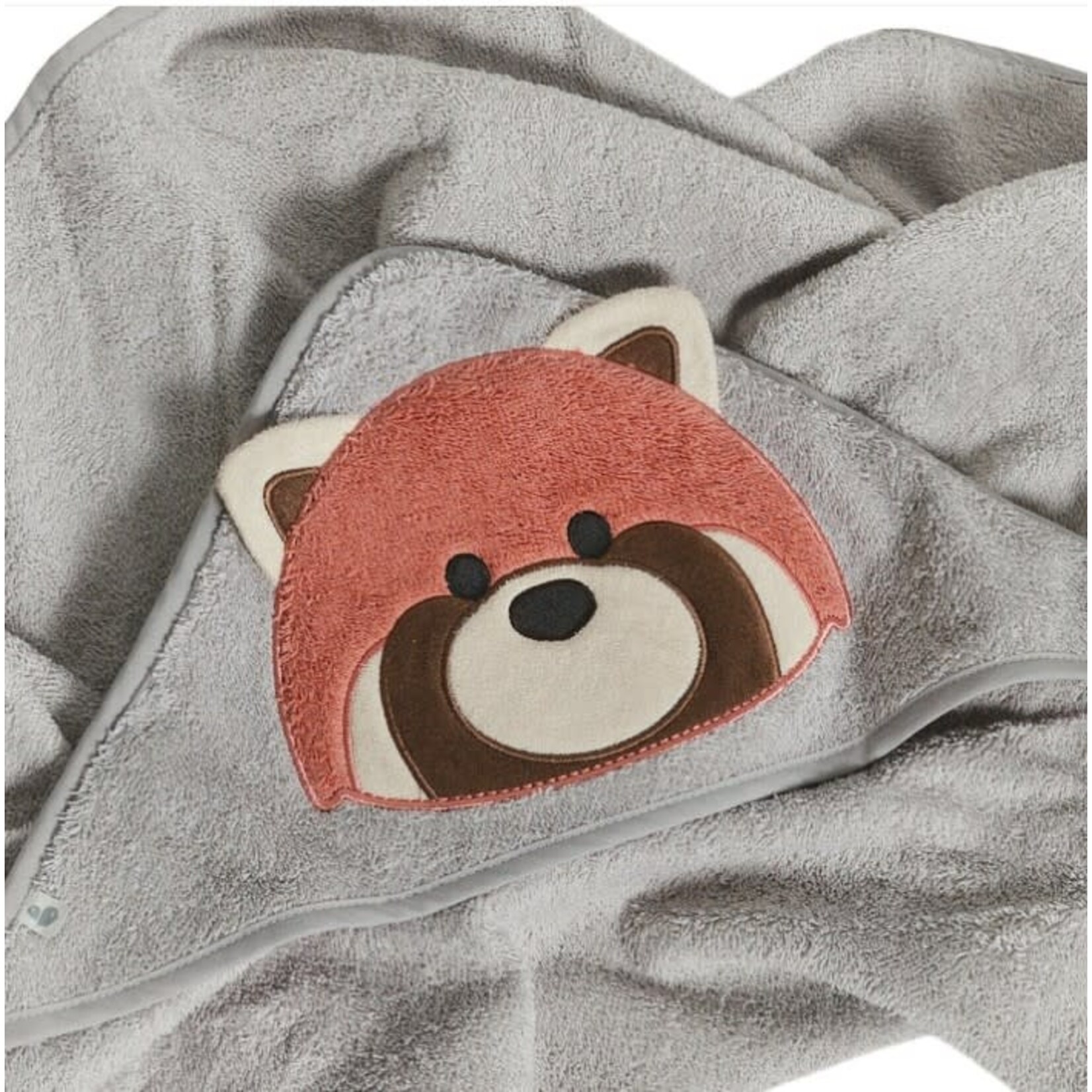 Perlimpinpin PERLIMPINPIN - Grey hooded bath towel for children 'Red Panda'