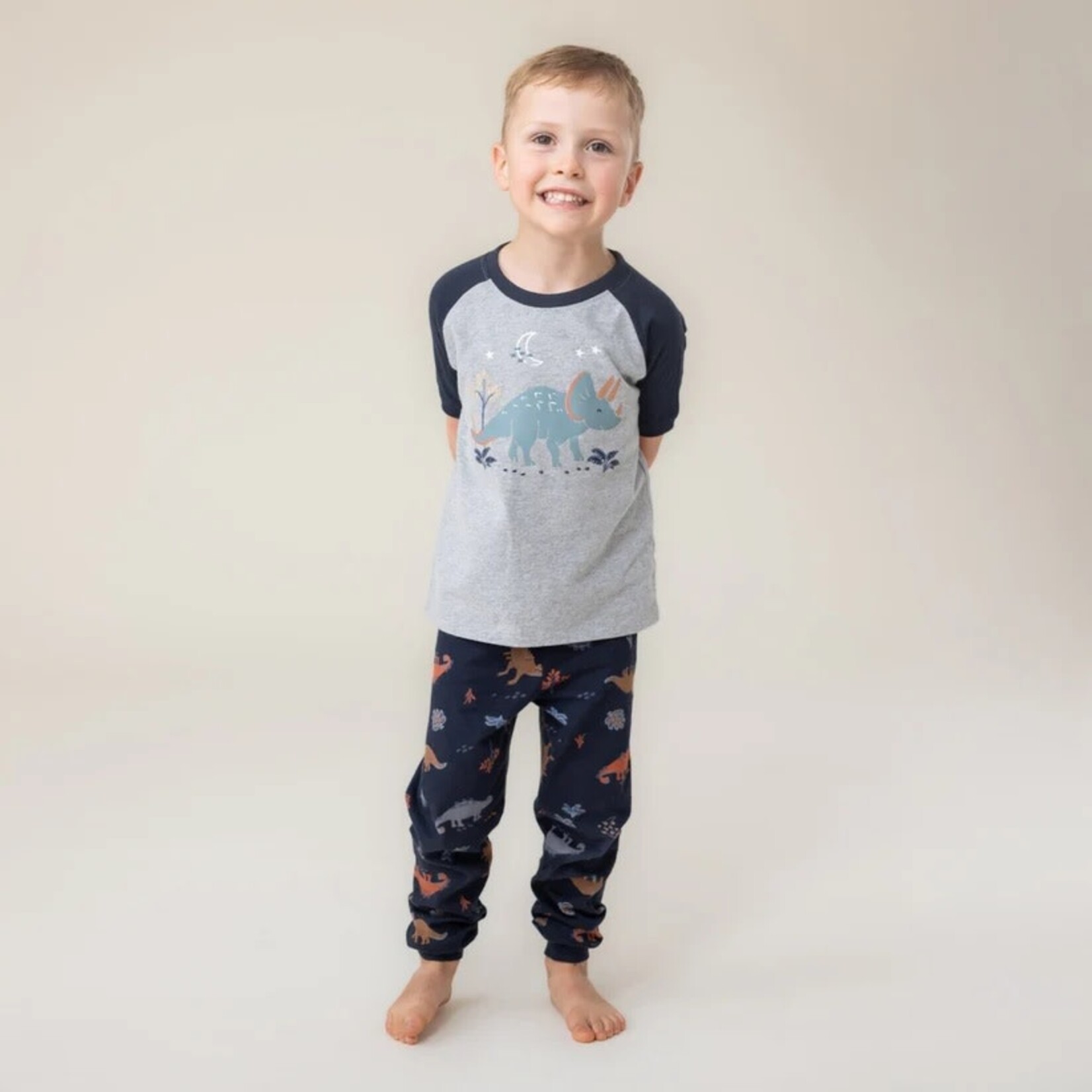 Nanö NANÖ - 3-piece black and grey pyjama set with dinosaur print