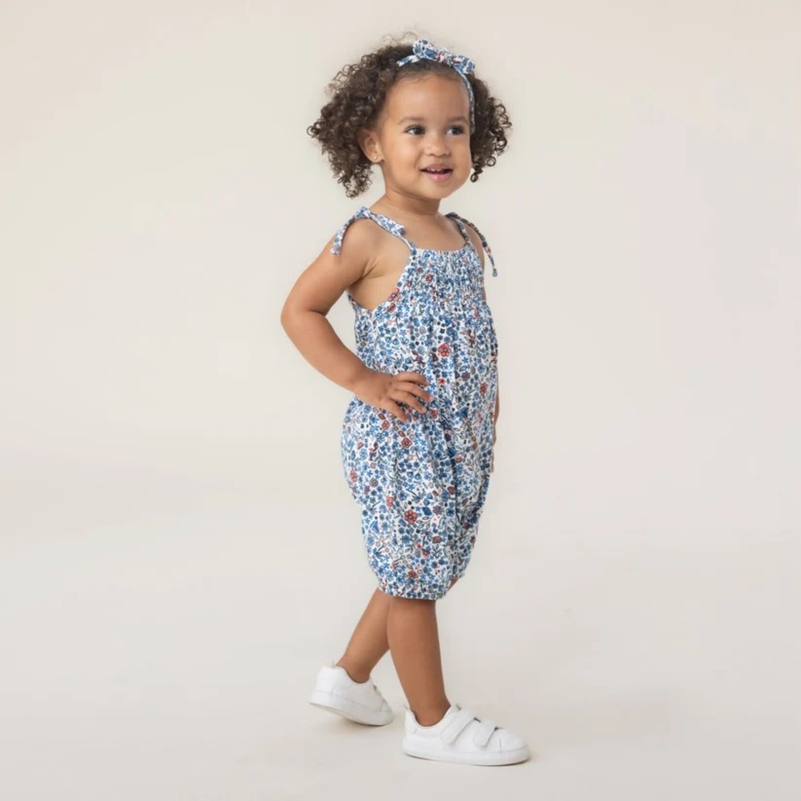 Nanö NANÖ - 2-piece set - Floral romper with matching headband 'Ohé matelot!'