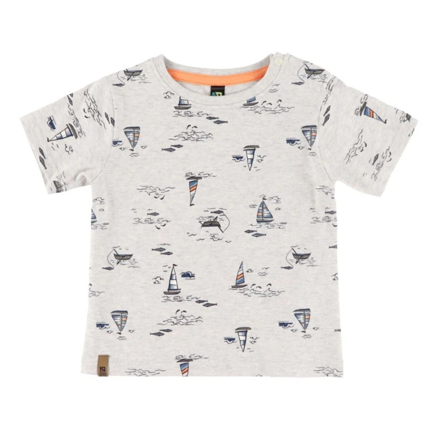 Nanö NANÖ - Ensemble 3 morceaux - T-shirt gris imprimé bateaux, short bleu et bavoir réversible 'Club de l'océan'