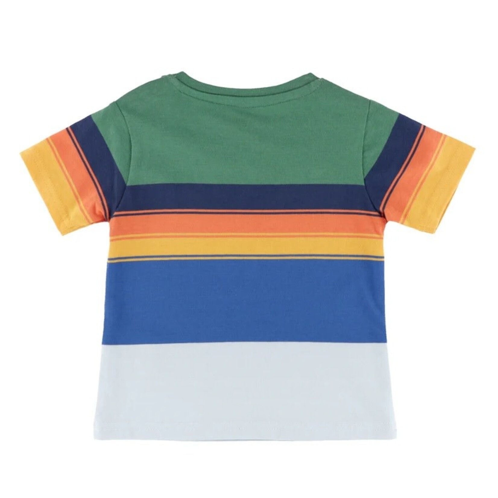 Nanö NANÖ - 2-piece set - Blue, orange and green striped T-shirt and blue shorts 'Jour de pêche'