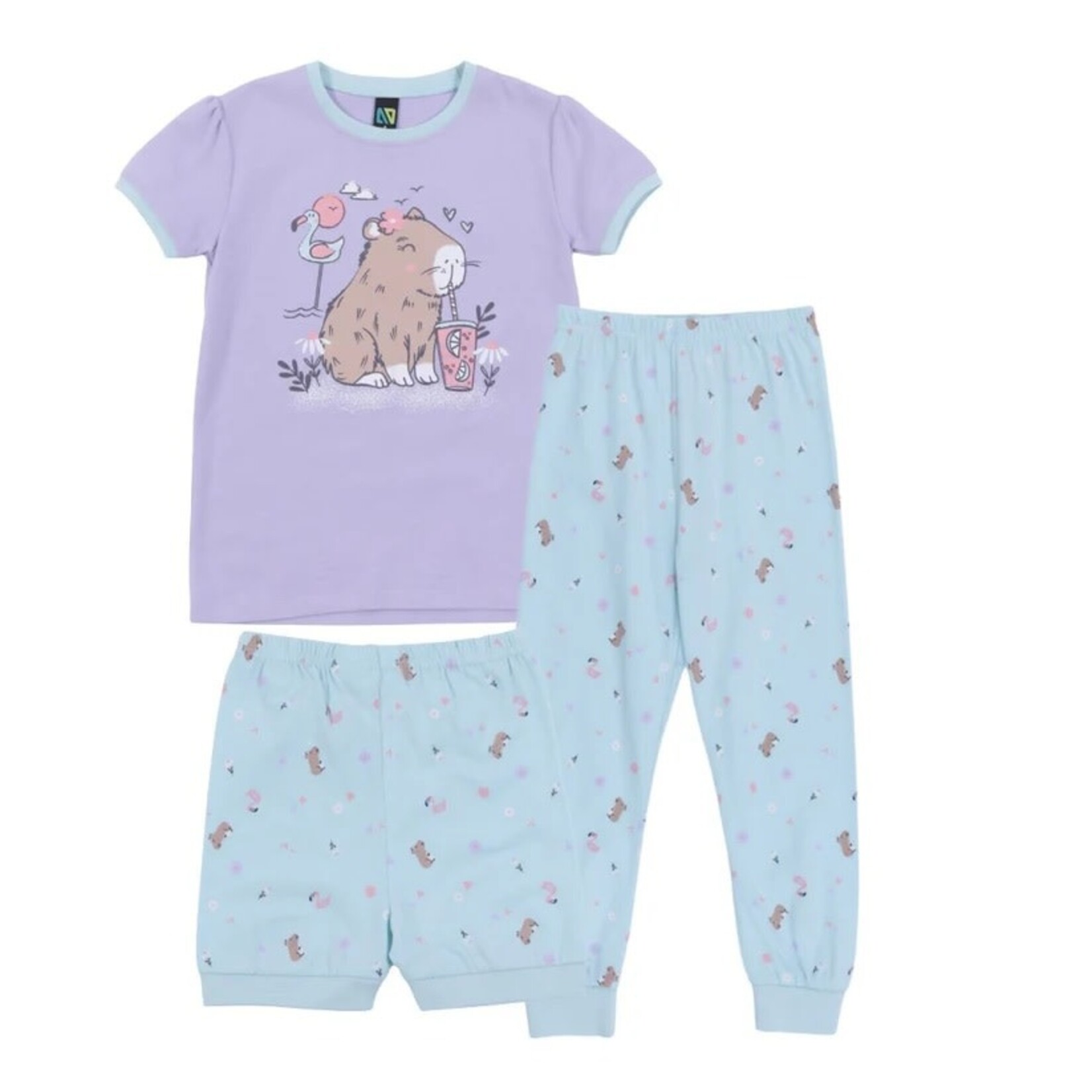 Nanö NANÖ - 3-piece lilac and blue capybara print pyjamas