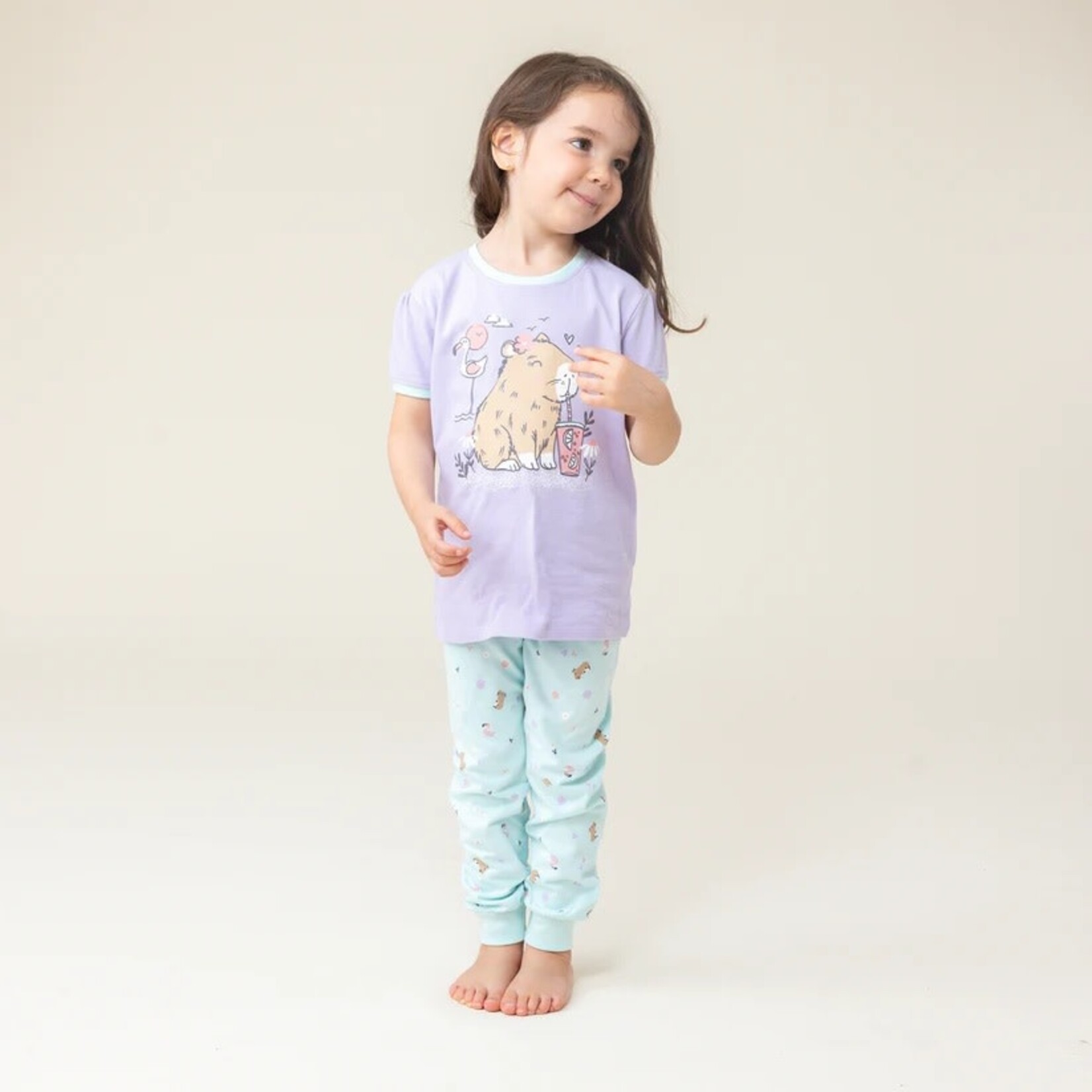 Nanö NANÖ - Pyjama 3 morceaux lilas et bleu à imprimé de capybaras
