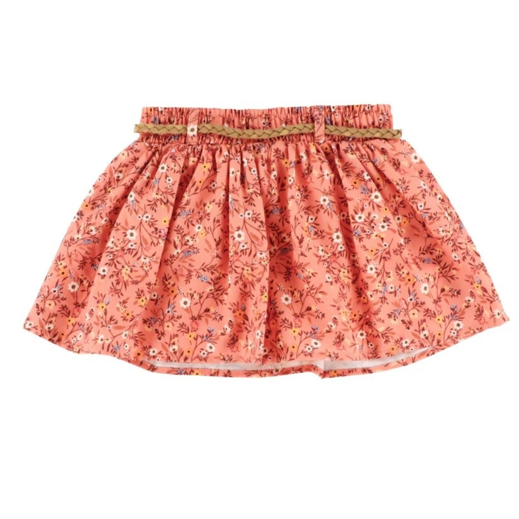 Nanö NANÖ - Orange-pink crepe skort with floral print 'The Cowgirls Club'