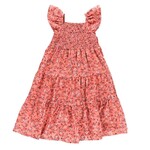 Nanö NANÖ - Orange-pink crepe dress with floral print 'The Cowgirls Club'