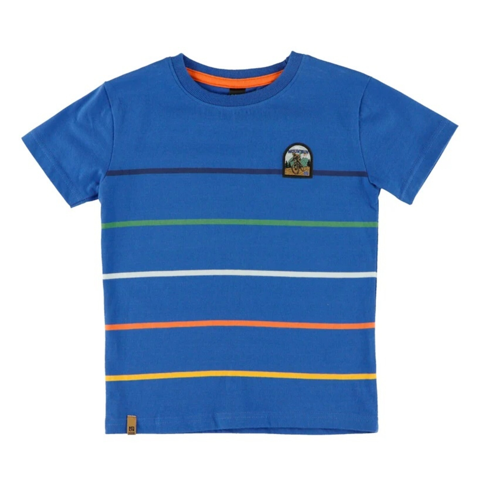 Nanö NANÖ - Blue striped jersey short-sleeved T-shirt with mountain patch 'Off Road'