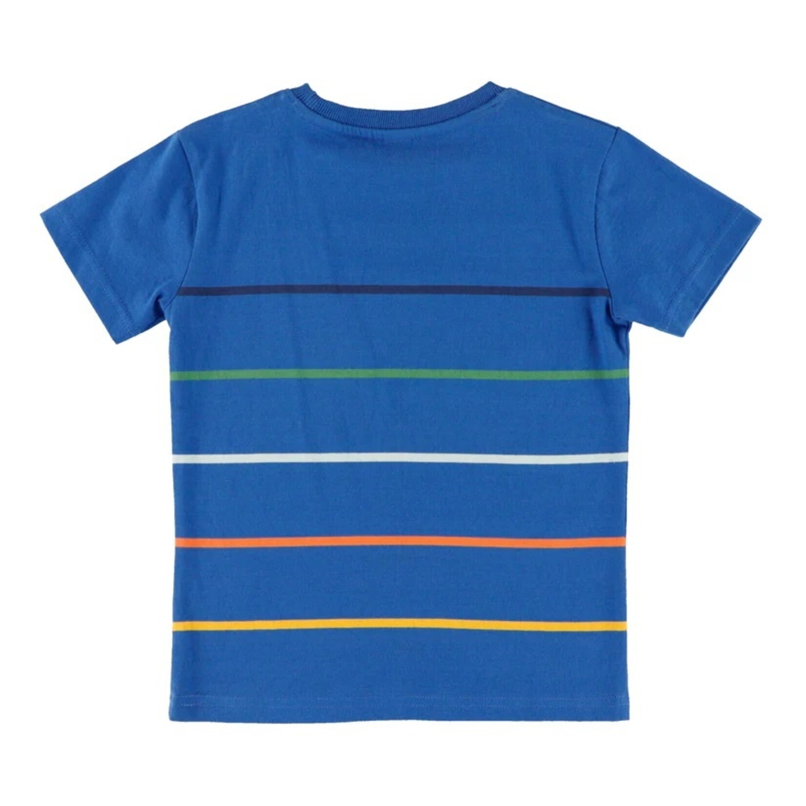 Nanö NANÖ - T-shirt bleu en jersey rayé à manches courtes et écusson montagne 'Tout terrain'