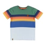 Nanö NANÖ - T-shirt en jersey à manches courtes rayé vert, orange, jaune et bleu 'Tout terrain'