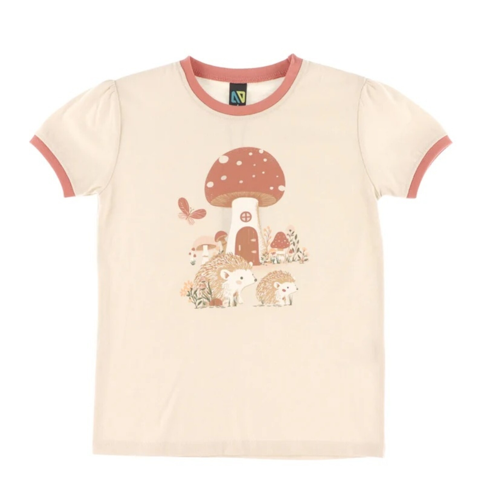 Nanö NANÖ - Ivory and pink 3-piece pyjama set with hedgehog and mushroom print