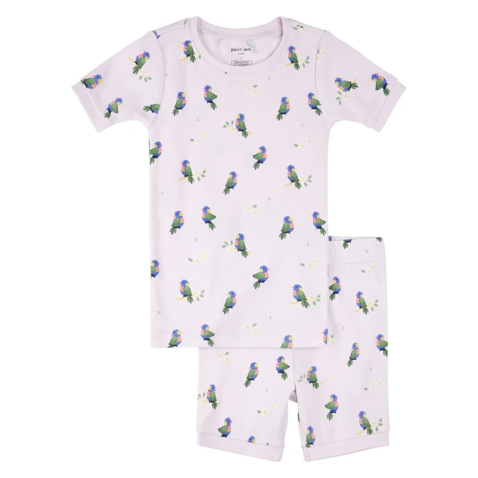 Petit Lem PETIT LEM - Lilac short pyjama set with lorikeet print