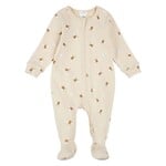 Petit Lem PETIT LEM - Pyjama de bébé beige côtelé imprimé d'abeilles
