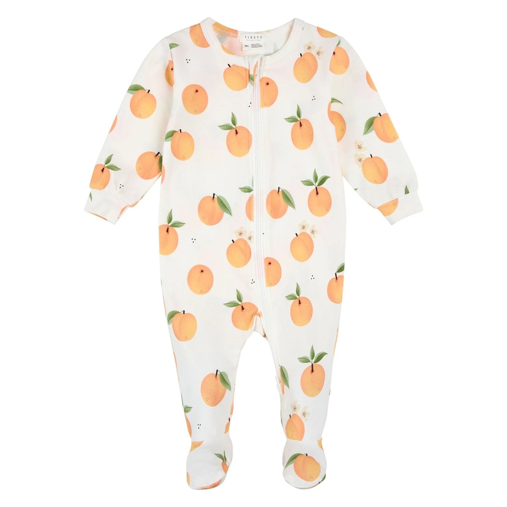 Petit Lem PETIT LEM - Pyjama de bébé blanc avec imprimé de pêches