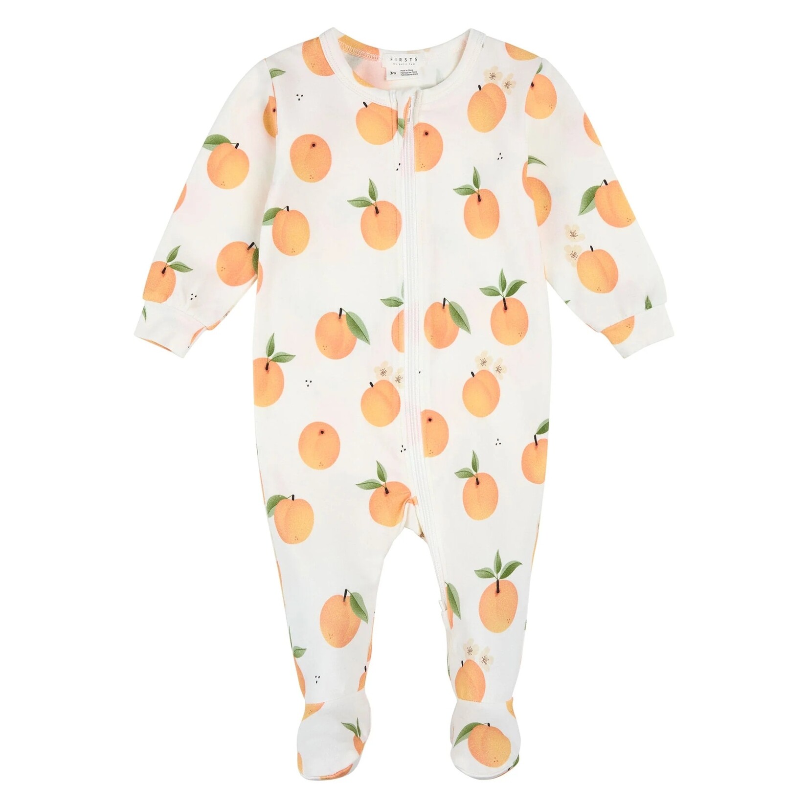 Petit Lem PETIT LEM - White baby pyjamas with peach print