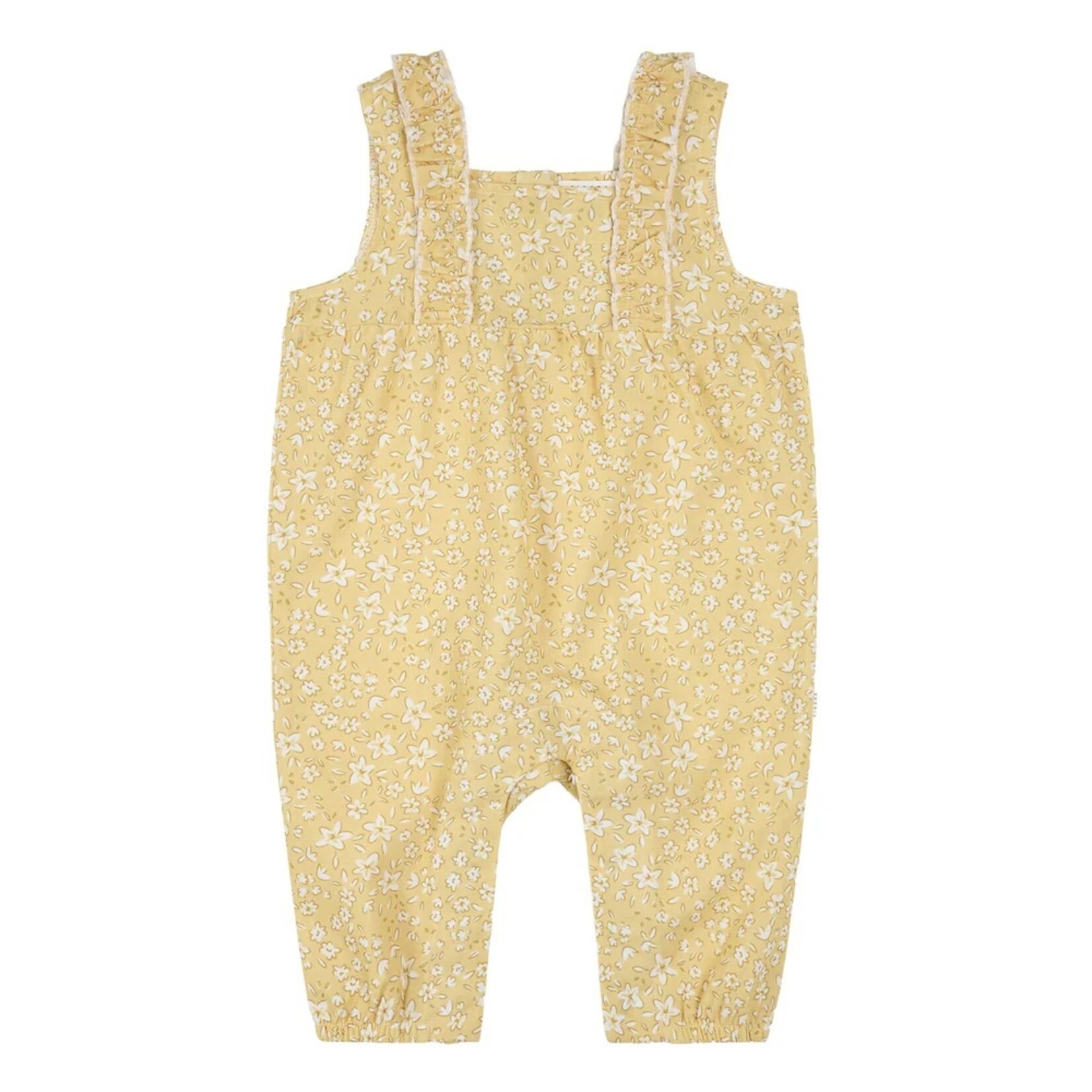 Petit Lem PETIT LEM - Yellow sleeveless romper with white flower print