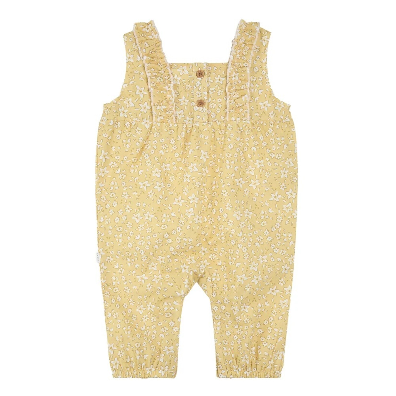 Petit Lem PETIT LEM - Yellow sleeveless romper with white flower print