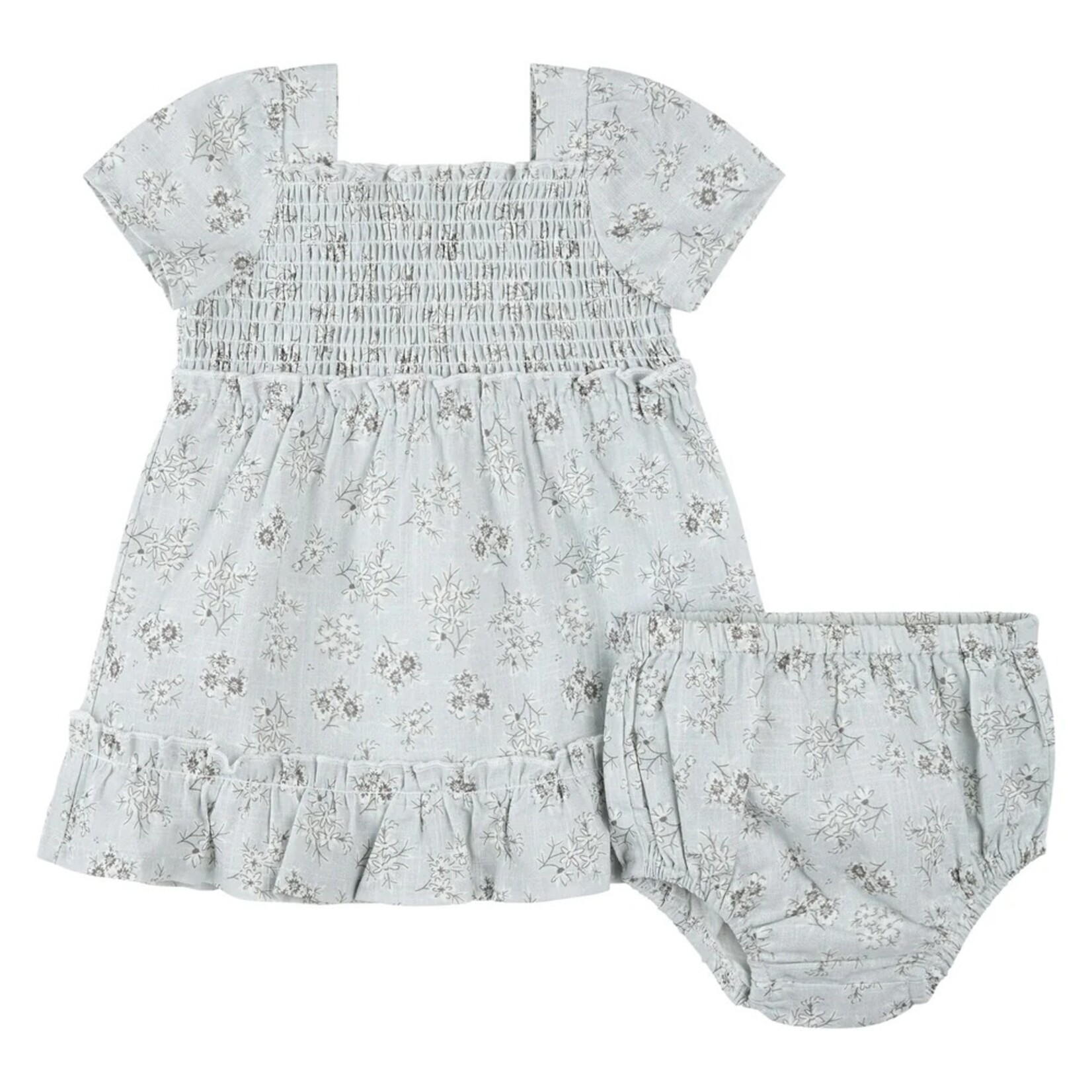 Petit Lem PETIT LEM - Ensemble robe bleu poudré à imprimé floral et couvre-couche