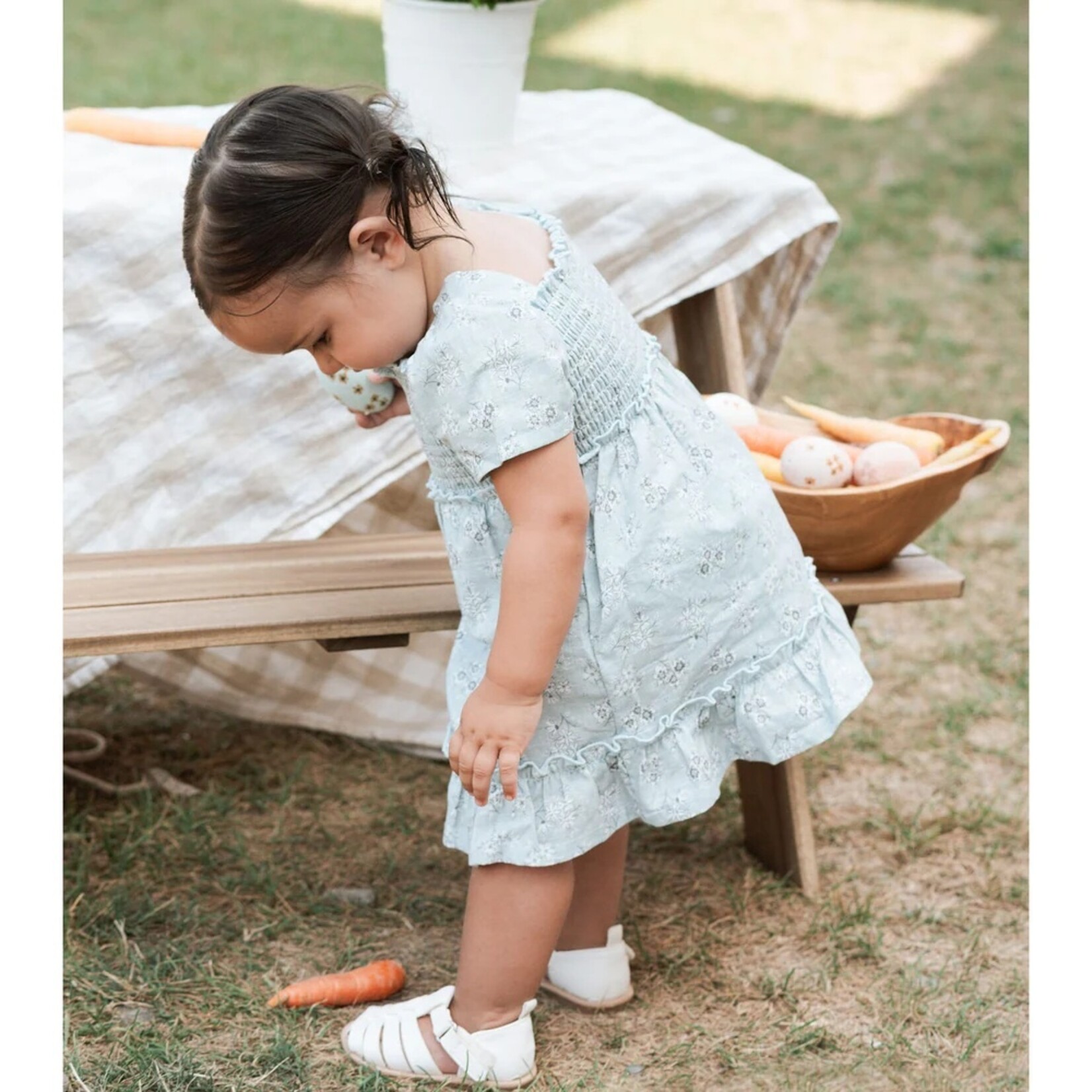 Petit Lem PETIT LEM - Ensemble robe bleu poudré à imprimé floral et couvre-couche