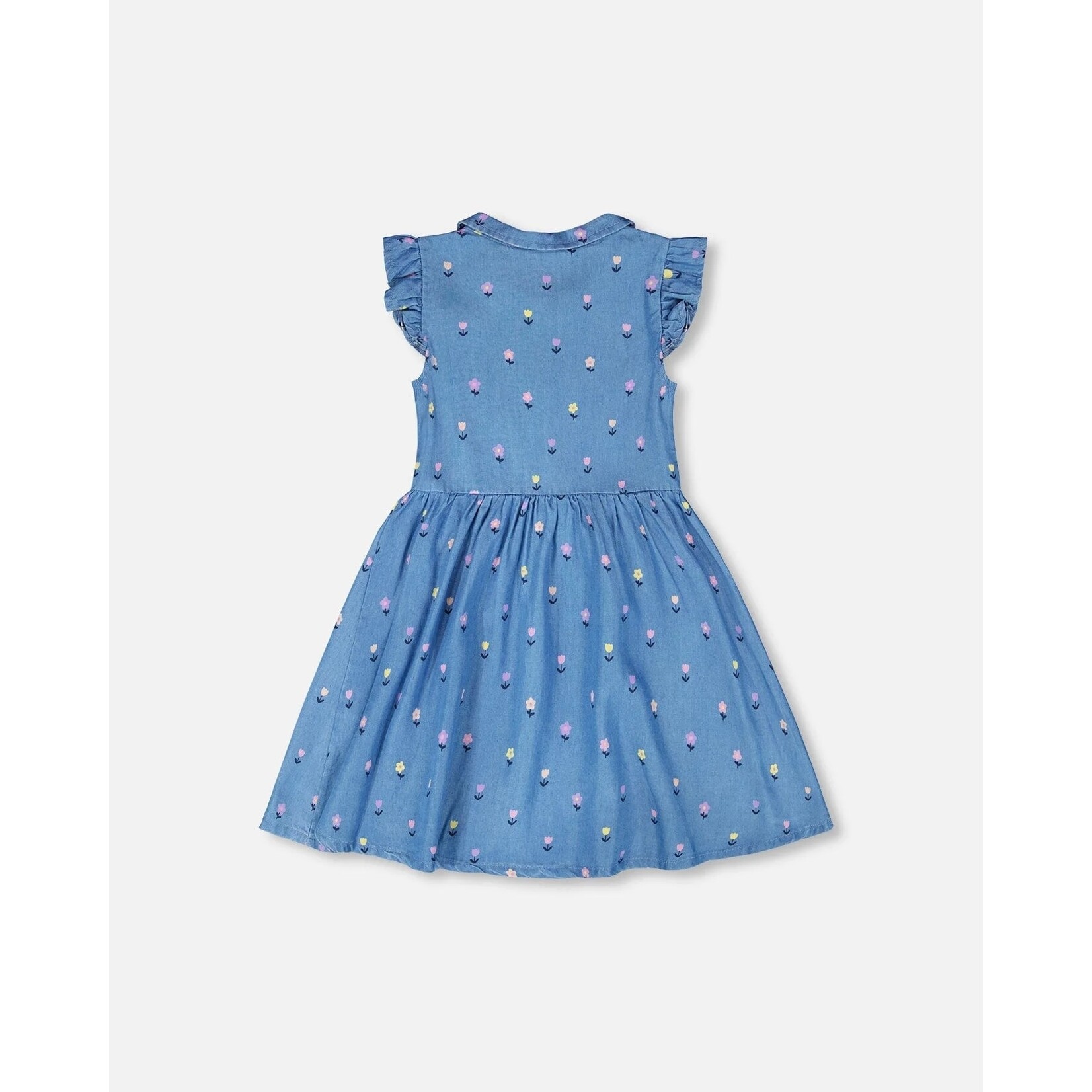 Deux par Deux DEUX PAR DEUX - Sleeveless denim blue shirt dress with floral print 'Girls Must-Haves'